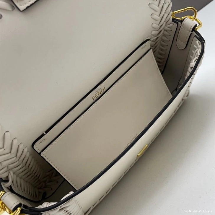 Cheap Leather Stitching Baguette Medium In Fendi Bag White 0807